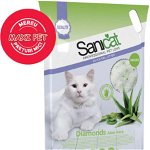 SANICAT Diamonds Nisip igienic silicat pentru pisici ALOE VERA 5L/2,3kg, Sanicat