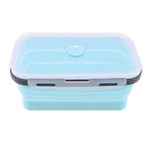 Caserola albastru deschis de silicon pliabila dreptunghiulara cu capac 18,5 x 12 x 6,6 cm, 800 ml, OMEGA