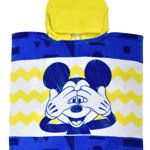 Poncho, bumbac, Mickey Mouse, albastru cu galben, 50cm x100cm