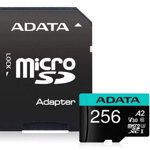 Card de memorie ADATA Premier, MicroSDXC, 256GB, UHS-I, Class 10, U3 + Adaptor microSD, ADATA