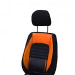 Set huse scaune auto universale, piele ecologica portocaliu cu material textil negru, fata-spate, OEM