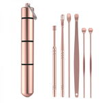 Set 6 piese pentru curatarea ingirjirea si igiena urechilor cutie depozitarea tip breloc rose-gold