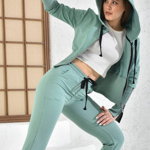 Trening Yuki, cu pantaloni si bluza accesorizate cu fermoare, Verde, FashionForYou
