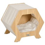 PawHut Casa moderna pentru pisici , pat inaltat pentru pisici, adapost pentru pisici de interior, cu perna moale | AOSOM RO, PawHut