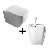 Set vas WC, capac și bideu back-to-wall Hatria, Bianca, alb, Hatria