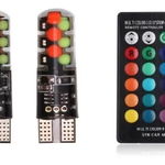 Set 2 Becuri LED RGB Auto Cu Telecomanda soclu T10 cu BILUTE/ 192 / w5w putere 2W, GAVE