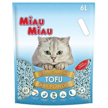 MIAU MIAU, Talc, așternut igienic pisici, peleți, tofu, aglomerant, ecologic, biodegradabil, 6l, Miau Miau