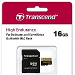 Card de memorie Transcend microSDHC, 16 GB, UHS-I U1, Clasa 10 + Adaptor SD