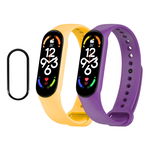 Bermek Curea Xiaomi Mi Band 5 din Silicon, 2 Bucati, Galben si Mov - Folie Protectie 3D, Bermek