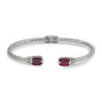 Bijuterii Femei SAMUEL B Sterling Silver 18K Gold Garnet Twisted Cable Bangle Bracelet Red