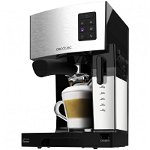 Espressor semi-automat Cecotec Power Instant-ccino 20, 1450 W, 20 bar, 1.4 l, rezervor lapte 400 ml, Inox/Negru