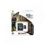 Micro SDXC Canvas GO Plus, 512GB, Clasa 10, UHS-I + Adaptor, Kingston