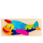 Puzzle educativ din lemn pentru copii Karemi, model avion, 30 x 12.8 x 0.6 cm, Karemi