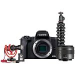 Aparat foto Mirrorless Canon EOS M50 Mark II, 24.1 MP, 4k, Wi-FI, Negru + Obiectiv EF-M 15-45mm, Vlogging Kit