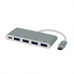 HUB USB Roline 3.1 tip C la 4 x USB + alimentare USB-C (PD) 14.02.5045 14.02.5045-10