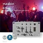 Mixer DJ Nedis, 3 canale, 2 x 6.35 mm, 2 x 5 control nivel LED