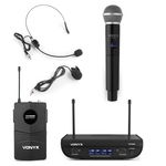 Microfon fara fir UHF VONYX WM82C, 2 canale, 1 microfon de mana, geanta, VONYX