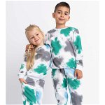 Trening Copii Bumbac Usor Vatuit Bluza fara fermoar sau Gluga Model Tie Dye Cian