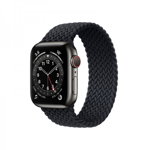 Curea elastica stretch din nylon, pentru Apple Watch 1 / 2 / 3 / 4 / 5 / 6 / SE series, 42/ 44mm,L, negru, krasscom