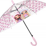 Umbrela Perletti, Surprise, automata, rezistenta la vant, transparenta, 45 cm