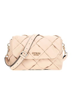 Guess, Geanta crossbody din piele ecologica cu aplicatie logo Zaina, Piersica