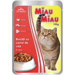 Hrana umeda pentru pisici Miau-Miau, Vita in sos, plic 100g