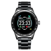 Ceas smartwatch Lige OMC compatibil Android si IOS, notificari apeluri, mesaje, Display color 1.3 inch, monitorizare ritm cardiac, tensiune arteriala, masurare pasi, calorii, negru, Lige