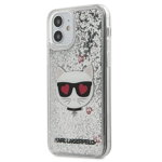 Husa iPhone 12 Mini Karl Lagerfeld Liquid Glitter Choupette Argintiu