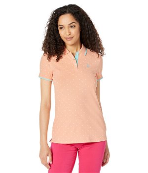 Imbracaminte Femei US Polo Assn Dot Print Polo Shirt Peach Nectar, U.S. Polo Assn