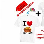 "I LOVE SARMALE": set tricouri imprimeu amuzant dama+barbatesc, Zukka