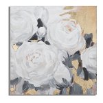 Tablou decorativ White Flowers - A, Mauro Ferretti, 90x90 cm, pictat manual, canvas/lemn de pin, Mauro Ferretti