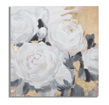 Tablou decorativ White Flowers - A, Mauro Ferretti, 90x90 cm, pictat manual, canvas/lemn de pin, Mauro Ferretti