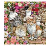 Puzzle Falcon - Floral Cats, 1.000 piese (Jumbo-11246), Falcon