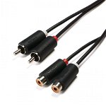 Cablu audio-video Serioux, 3 porturi RCA tata - 3 porturi RCA tata, 5m, negru