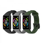 Set 3 curele sport pentru bratara fitness Huawei Band 7 din silicon, negru, verde, gri, krasscom