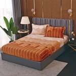 Husa de pat cu elastic cocolino + 2 Fete de Perna, Orange Geometric, 