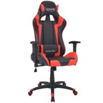 vidaXL Офис стол, накланящ се, изкуствена кожа, червен, vidaXL