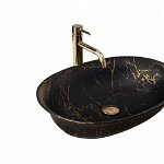 Lavoar Roma Negru Marble mat ceramica sanitara - 56 cm, Rea