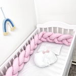 Aparatoare laterala pat bumper Deseda impletita 180 cm uni roz baby, DESEDA