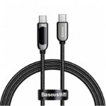 Cablu alimentare si date Baseus, Display, Fast Charging, USB Type-C la USB Type-C 100W braided display 1m, Negru
