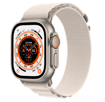 Watch Ultra, 49mm Titanium cu Starlight Alpine Loop Medium, GPS + Cellular, Apple