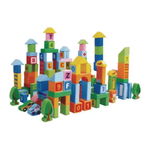 Set educational cu blocuri din lemn, 100 piese - Ecotoys