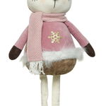 Figurina Deer standing Girl, Decoris, 17x14x48 cm, poliester, roz, Decoris