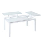 Masa pentru gradina cu blat rabatabil Agnes, 100 x 60 x 48.5 cm, aluminiu/sticla temperata, alb, BigBuy Home