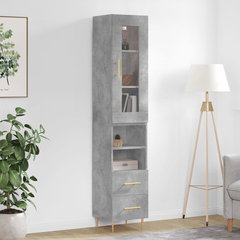 vidaXL Dulap înalt, gri beton, 34,5x34x180 cm, lemn prelucrat, vidaXL