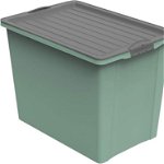 Cutie depozitare cu roti plastic verde cu capac negru Rotho Compact 70L, Rotho