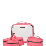 Accesorii Femei Aimee Kestenberg Hazel Transparent Cosmetic Travel Case Set - 4-Piece Set BRIGHT PINK NEOPN