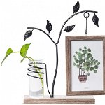 Suport pentru rama foto cu vaza pentru flori Kiptyg, lemn/metal, 20 x 28,5 cm