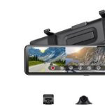 Kit Camera Video Aut Oglinda iSEN S33 DVR, 2K, Wireless, 170°, CarPlay, Night vision, WiFi, GPS + 3 Camere (Negru)