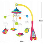 Carusel muzical pentru patut, O Baby, HE0303, 0M+, plastic, multicolor/roz, Huanger
